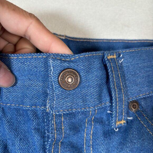 Vintage Sears Jeans Mens 27x23 Short Blue Denim Trim Cut Perma-Prest Flare 70s - Picture 5 of 11